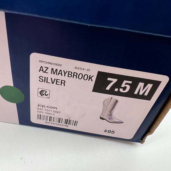 Arizona Jean Co Womens Western Heel Booties Maybrook Silver Boots Size 7.5M - Picture 10 of 11